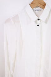 חולצה מכופתרת מעוצבת בלבן-XS-S